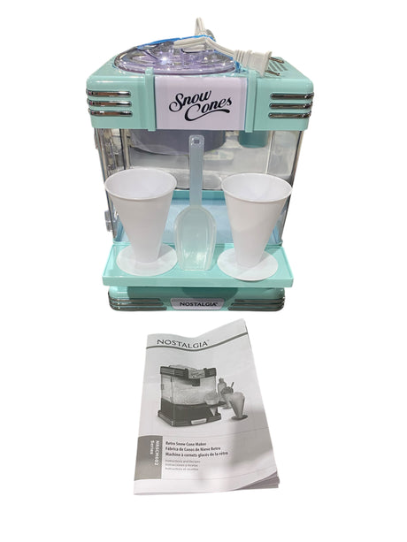 Nostalgia, Tabletop, Snow, Cone, Maker, 2 Reusable Cones, Ice Scoop, Aqua - Freeman Liquidators