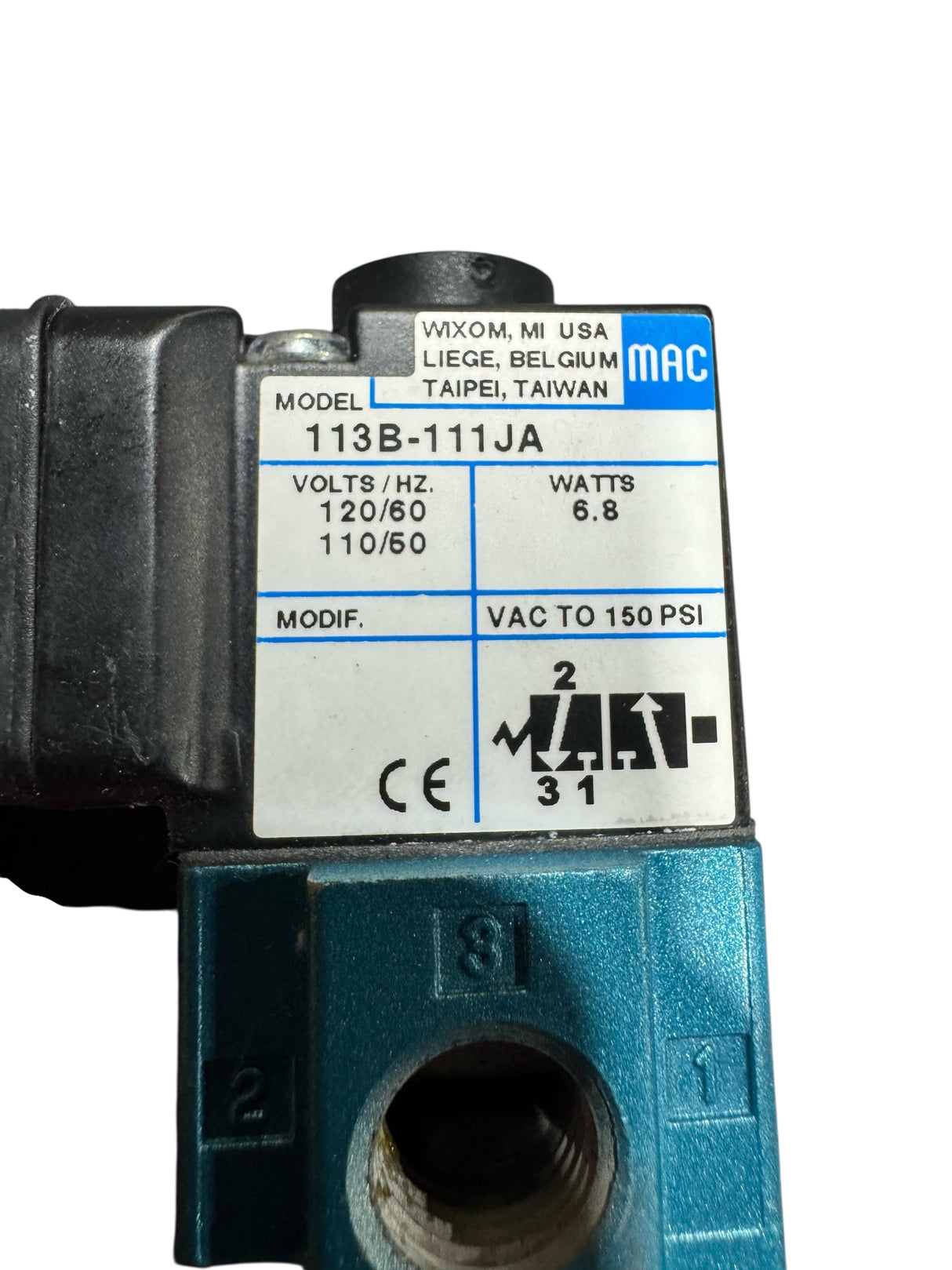 Mac Valve, 113B-111JA, 1/4", Inline, 120V, Solenoid Valve - Freeman Liquidators - [product_description] - Solenoids