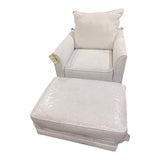 White Cloth, Chair + Ottoman Set, In-Store Pickup Only - Freeman Liquidators