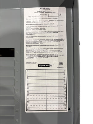 Square D, QO124L125PGRB, QO Plug On Neutral, Circuit Breaker Load Center