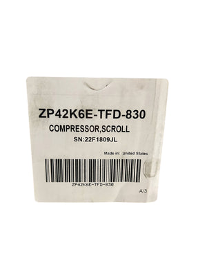 Copeland, Scroll, Compressor, ZP42K6E-TFD-830, 42000 BTU - FreemanLiquidators - [product_description]