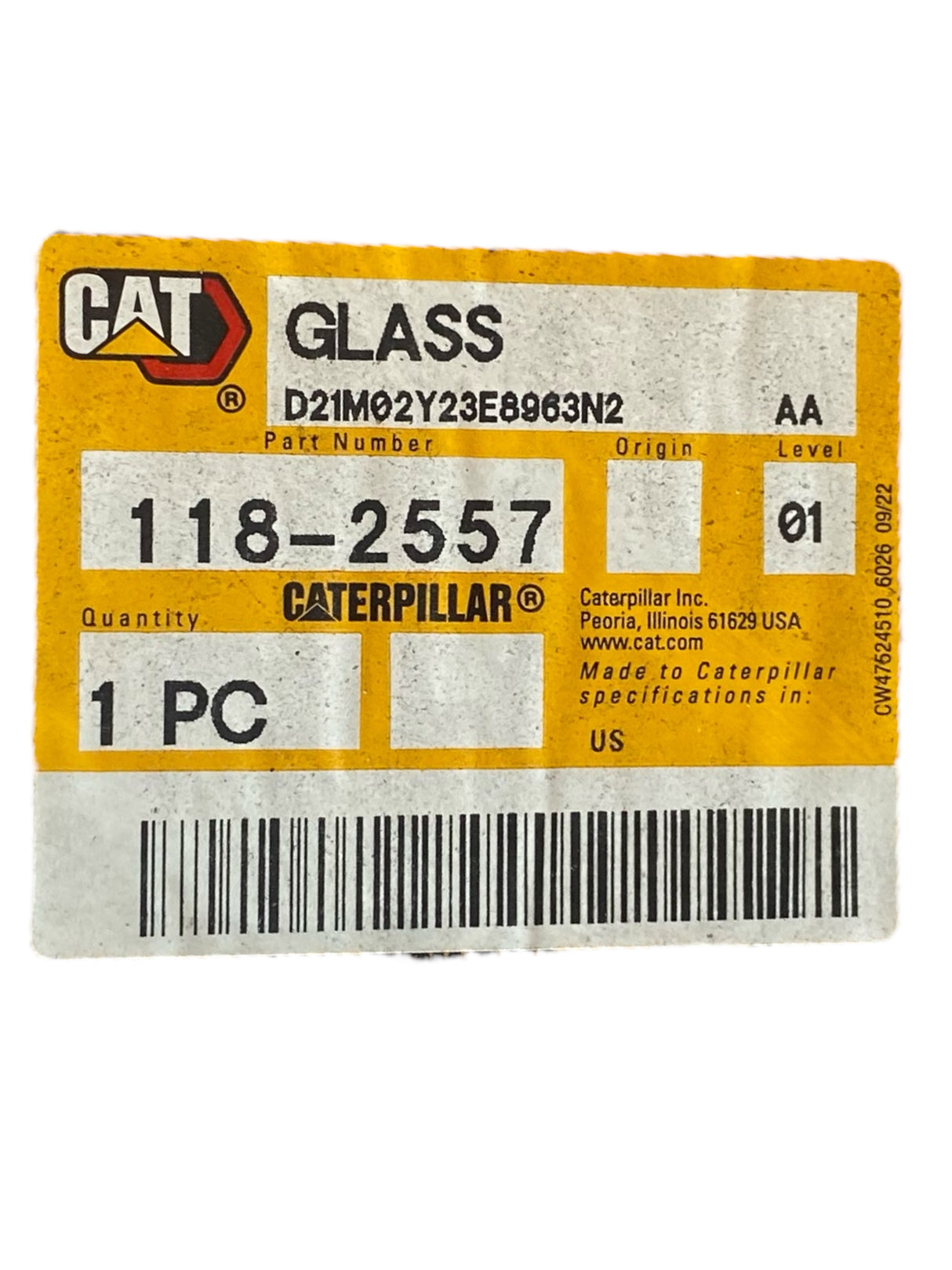 Caterpillar, 118-2557, Cabin Side Glass, 5mm Thick - Freeman Liquidators