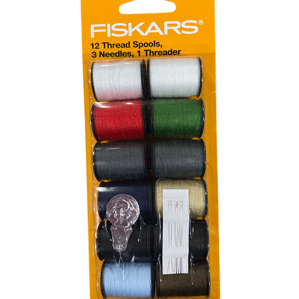 Fiskars, 12pc, Hand, Sewing, Thread Kit with Needles, Polyester Materi ...