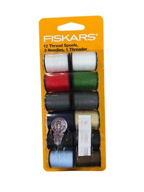Fiskars, 12pc, Hand, Sewing, Thread Kit with Needles, Polyester Material - Freeman Liquidators