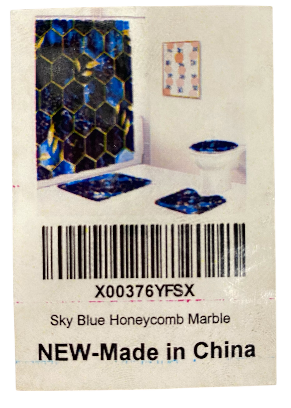 Sky Blue, Honeycomb Marble, 4pc, Bathroom Set