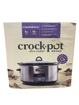 Crock-Pot, Large, 8-Quart, Programmable, Slow Cooker, Auto Warm Setting, Black, Stainless Steel