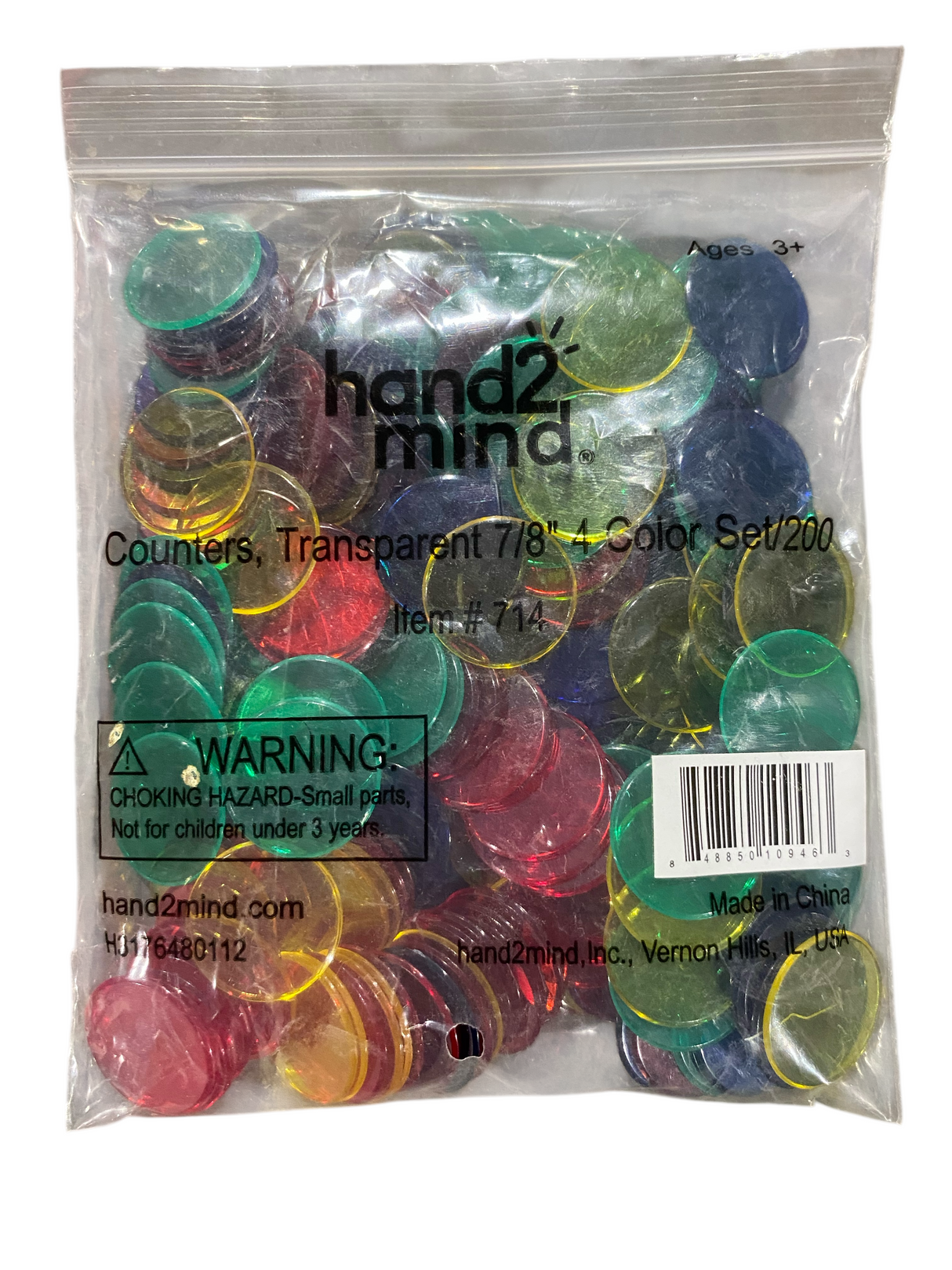 Hand2Mind, Transparent Color Counting Chips, Set of 200 - Freeman Liquidators - [product_description] - 