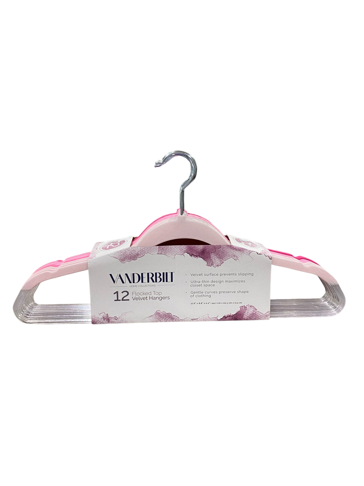Vanderbilt, Flocked Top, Velvet, Plastic, Clothing Hangers, Pink, Set of 12 - Freeman Liquidators - [product_description] - CLOTHING HANGERS