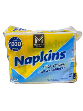 Member's Mark, 421192, Everyday, 1-Ply, White, Napkins, 4 pks, 300 napkins/pk. - Freeman Liquidators - [product_description] - Napkins
