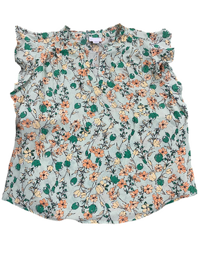 Liz Claiborne, Women's, Split Crew Neck, Sleeveless Blouse, Mint Floral, Large - Freeman Liquidators - [product_description] - Women's Clothing