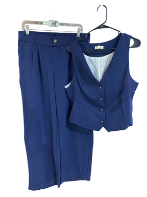 Faith & Joy by Monteau, Women's, Vest & Pant Set, Navy - Freeman Liquidators - [product_description] - Women's Clothing