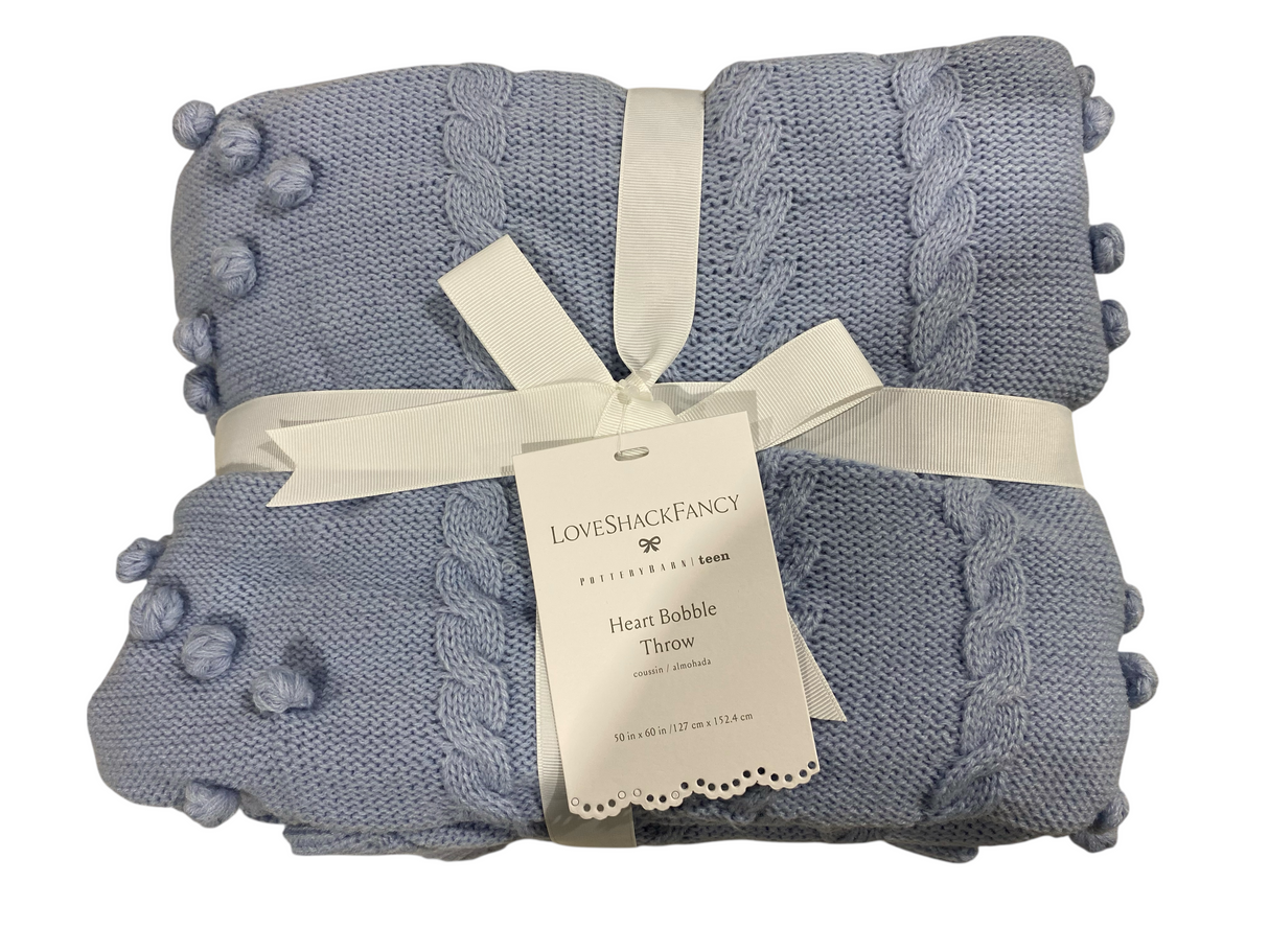 Pottery Barn, LoveShackFancy, Calantha Throw, 50x60, Light Blue