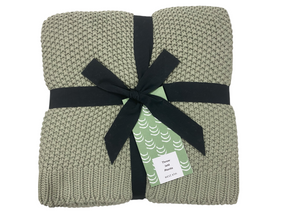 West Elm, Cotton Knit, 50x60, Throw Blanket, Celadon Green - Freeman Liquidators - [product_description] - throw blanket