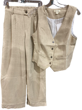 Faith & Joy by Monteau, Women's, Vest & Pant Set, Taupe - Freeman Liquidators - [product_description] - Women's Clothing
