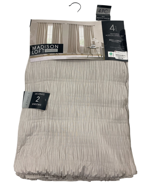 Madison Loft, Textured, Window Panel, 4 Piece Set, Stone, 36"x84" - Freeman Liquidators - [product_description] - CURTAINS