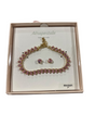 Aeropostale, Bracelet & Earring Set, Gold/Pink, 7", Cubic Zirconia - Freeman Liquidators - [product_description] - Jewelry