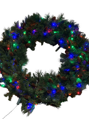 Lights for Christmas, Mixed, Noble Wreath, 48", LED, Multi - Christmas Wreath - Freeman Liquidators - [product_description]