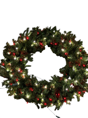 Lights for Christmas, Sequoia, Fir Wreath, 48", LED, Candy Cane - Christmas Wreath - Freeman Liquidators - [product_description]