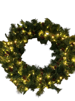 Lights for Christmas, Mixed, Noble Wreath, 48", LED, Warm White - Christmas Wreath - Freeman Liquidators - [product_description]