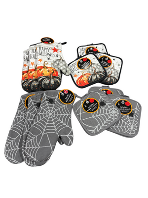 Box of Halloween Mits and Pot Holders (36 total pieces) - Halloween Decor - Freeman Liquidators - [product_description]