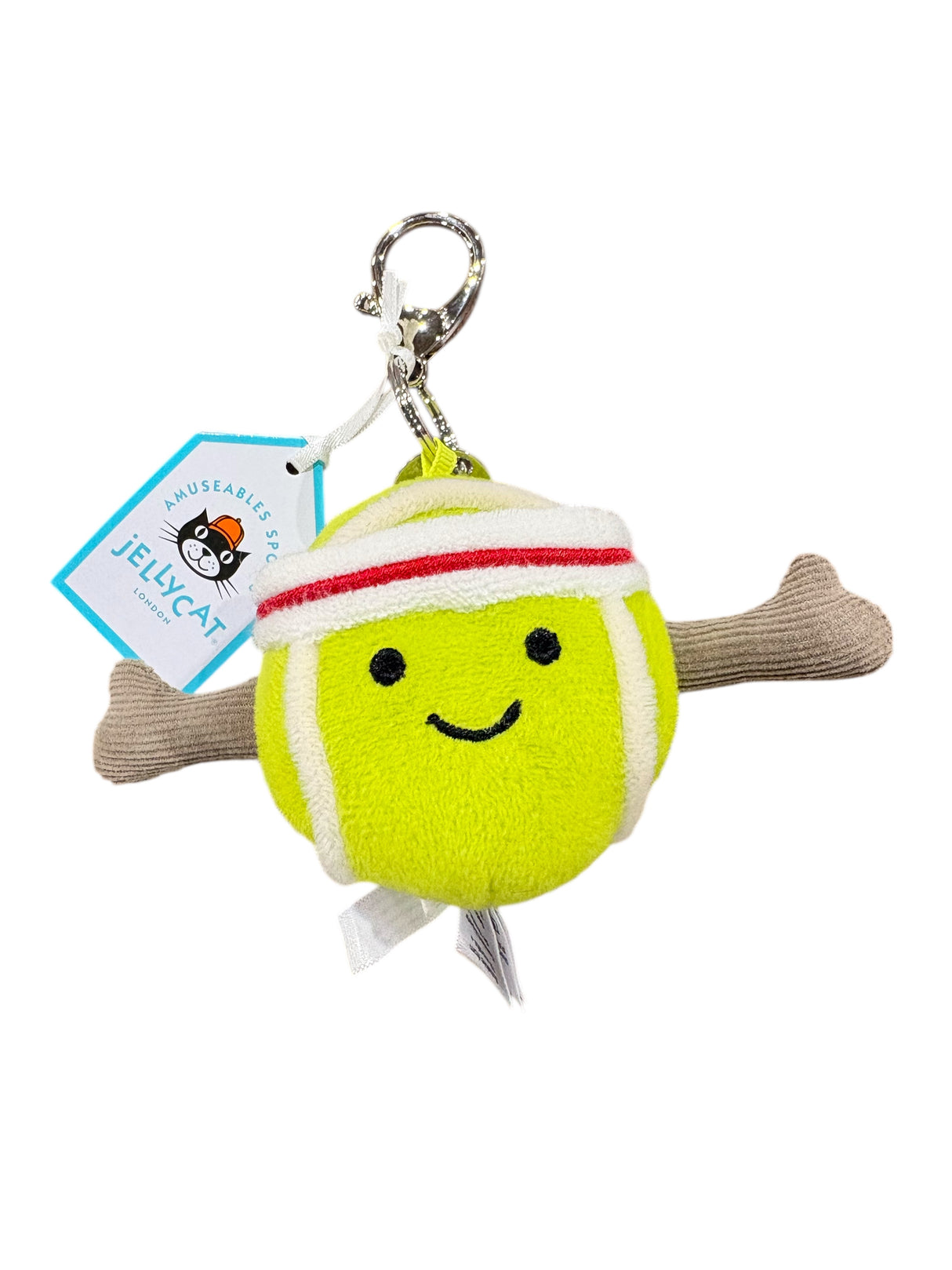 Jellycat, Amuseables, Tennis Ball, Bag Charm, 4.3 inches, Sports Plush, Keychain