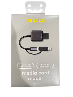 Heyday, 90MB/s Card Reader, USB, USB-C Connectivity, Black