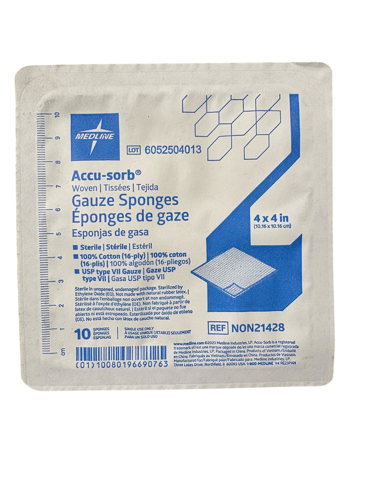 Medline, NON21428, Gauze Sponge, 4"x4", 16-Ply, Sterile, Case of 1280 - medical - Freeman Liquidators - [product_description]