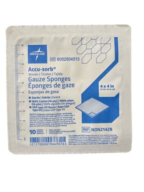 Medline, NON21428, Gauze Sponge, 4"x4", 16-Ply, Sterile, Case of 1280 - medical - Freeman Liquidators - [product_description]