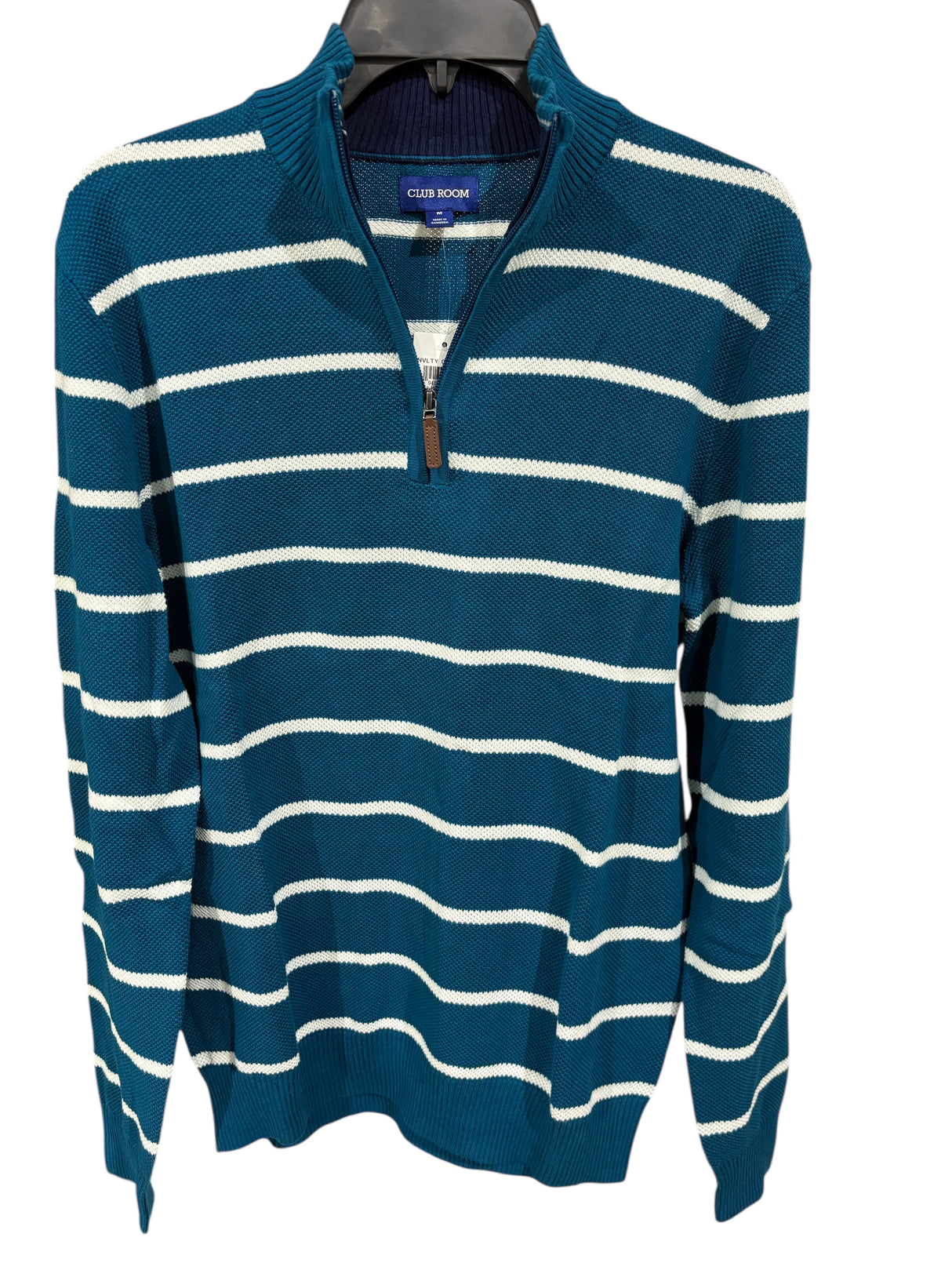 Club Room, Men's, Quarter Zip, Sweater, Teal Stripe -  - Freeman Liquidators - [product_description]