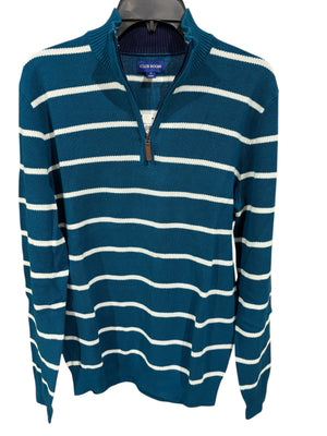 Club Room, Men's, Quarter Zip, Sweater, Teal Stripe -  - Freeman Liquidators - [product_description]