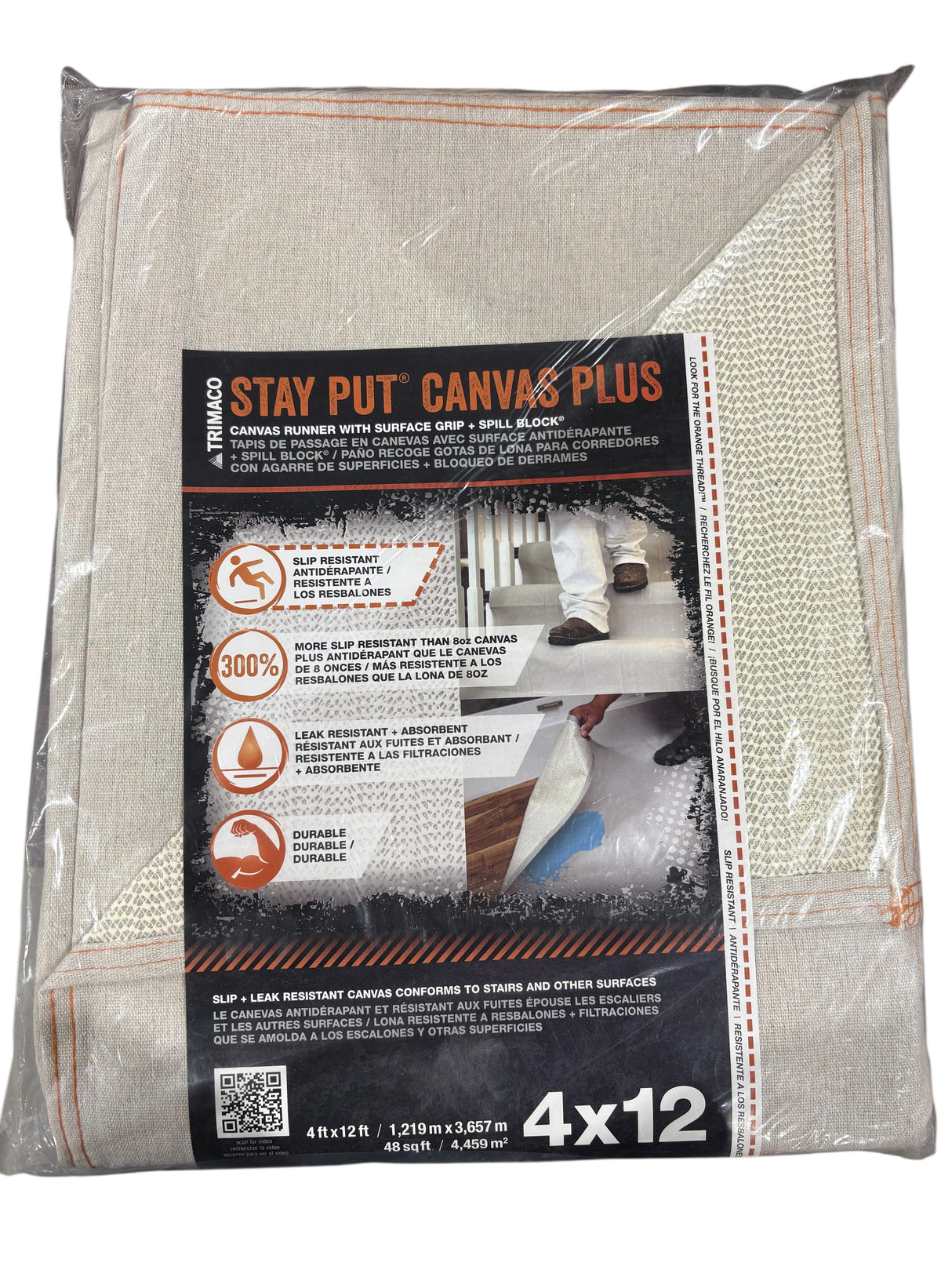 Trimaco, Stay Put, Slip Resistant, Canvas Plus, Drop Cloth, 4x12 - Drop Cloth - Freeman Liquidators - [product_description]