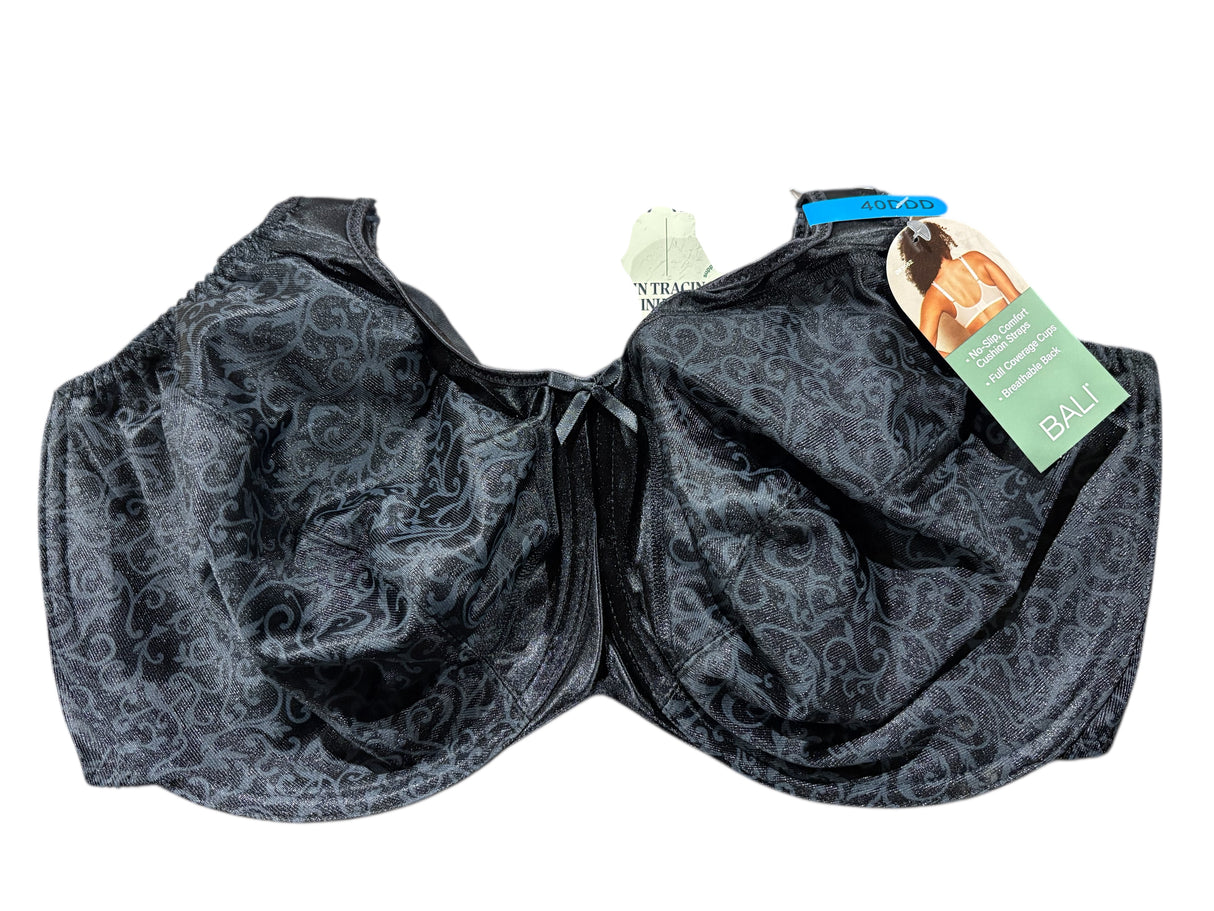 Bali, Satin Tracings, Minimizer, Underwire, Bra, Black