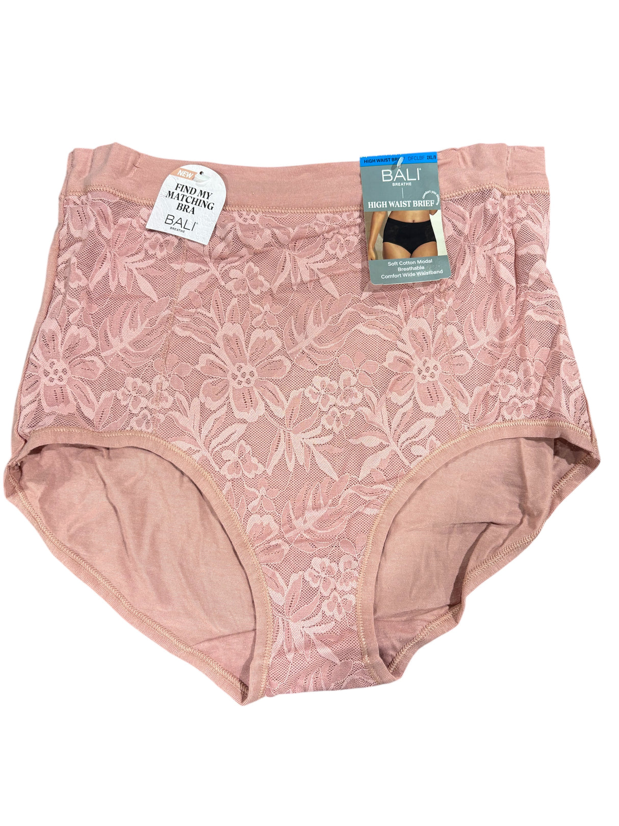 Bali, Soft Cotton, Wide Waistband, High Waist, Brief, Rose, 2XL