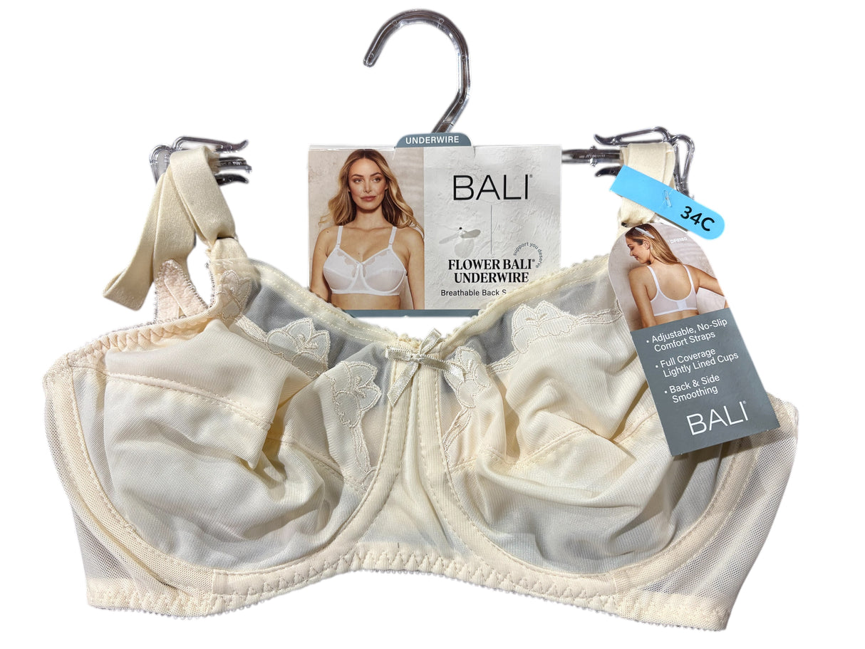 Bali, Flower Bali, Underwire, Bra, Ivory, 34C