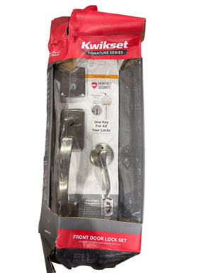 Kwikset, 98180-061, Brentford, Front Door Lock Set, Satin Nickel, Damaged Box - Passage Lever - Freeman Liquidators - [product_description]