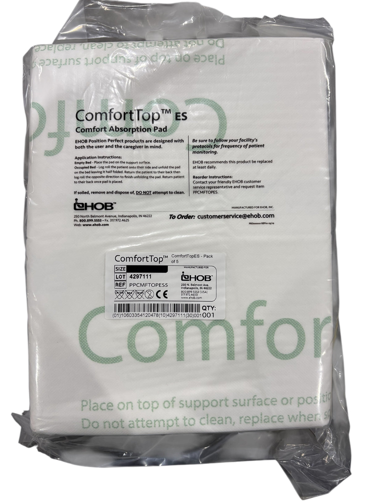 ComfortTop Es, Absorption Pad, PPCMFTOPES5, 4 Packs of 5, Damaged Box - medical - Freeman Liquidators - [product_description]
