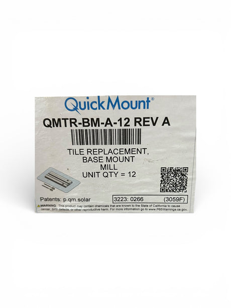 Quick Mount QMTR‑BM‑A‑12 — Tile Replacement Base Mount, Mill Finish, Rev A - Image 1