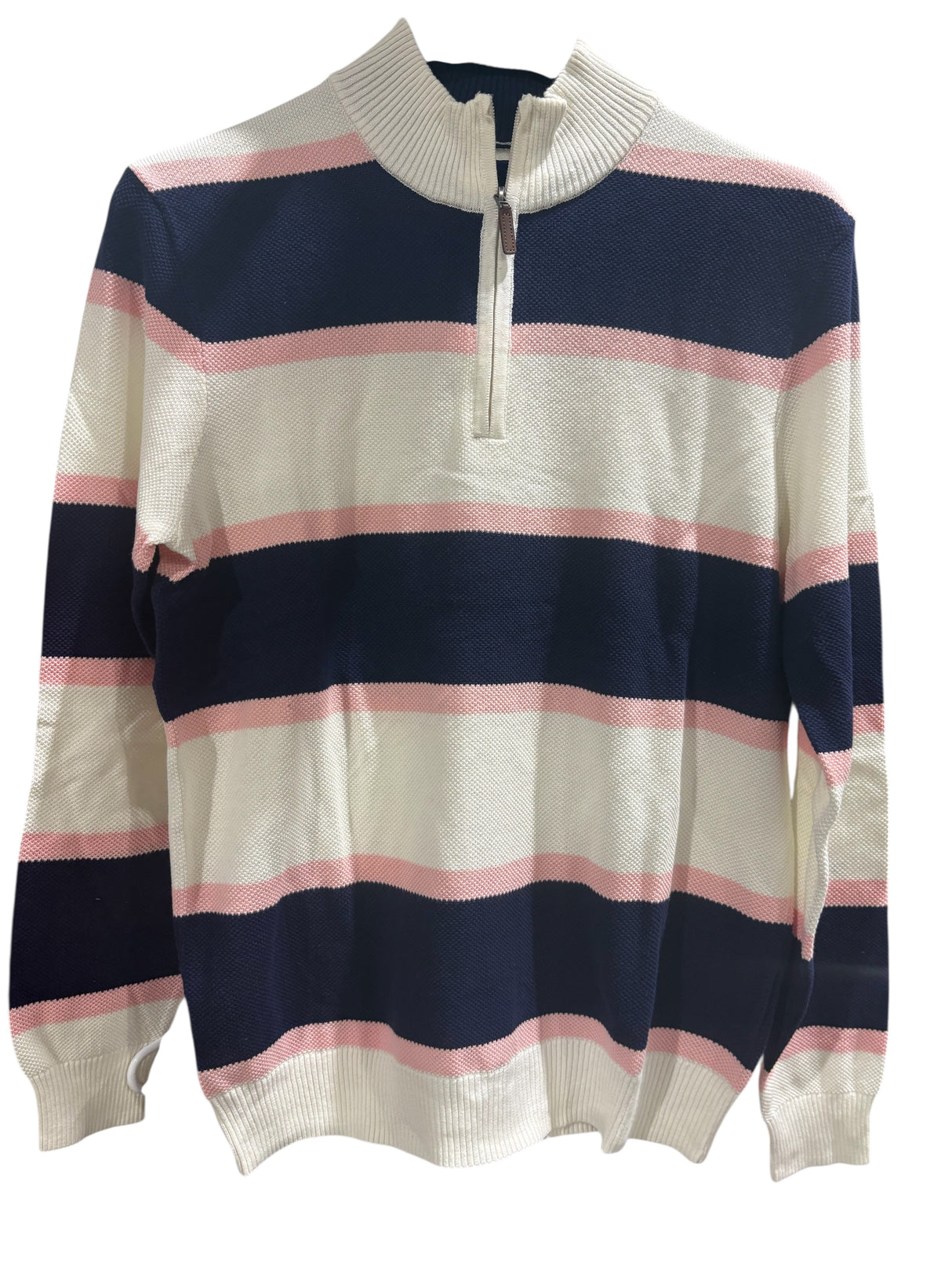 Club Room, Men's, Finley Stripe, Cotton, Half Zip, Sweater, Blue/Pink