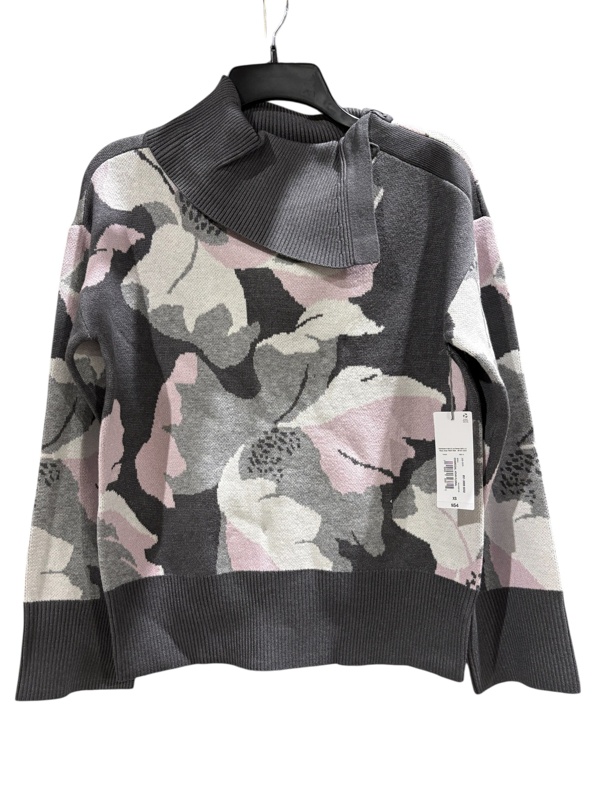 Liz Claiborne, Women's, Draped Neck, Long Sleeve, Floral, Pullover Sweater