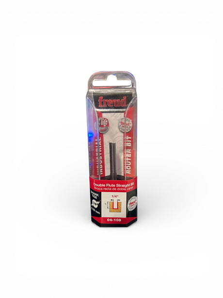 Freud 1/4" (Dia.) Double Flute Straight Bit with 1/4" Shank (04-108) - Image 1