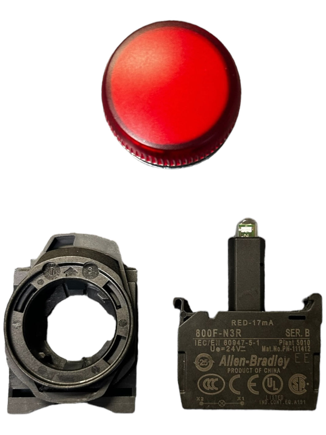 Allen-Bradley, 800FM-P4PN3R, 22mm Pilot Light, RED, Integrated LED ...