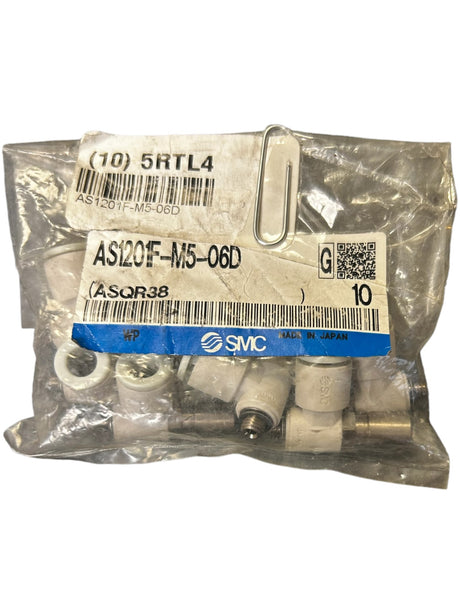 SMC, AS1201F-M5-06D, SPEED CONTROLLER, PACK OF 10- NEW IN ORIGINAL PACKAGING - FreemanLiquidators - [product_description]