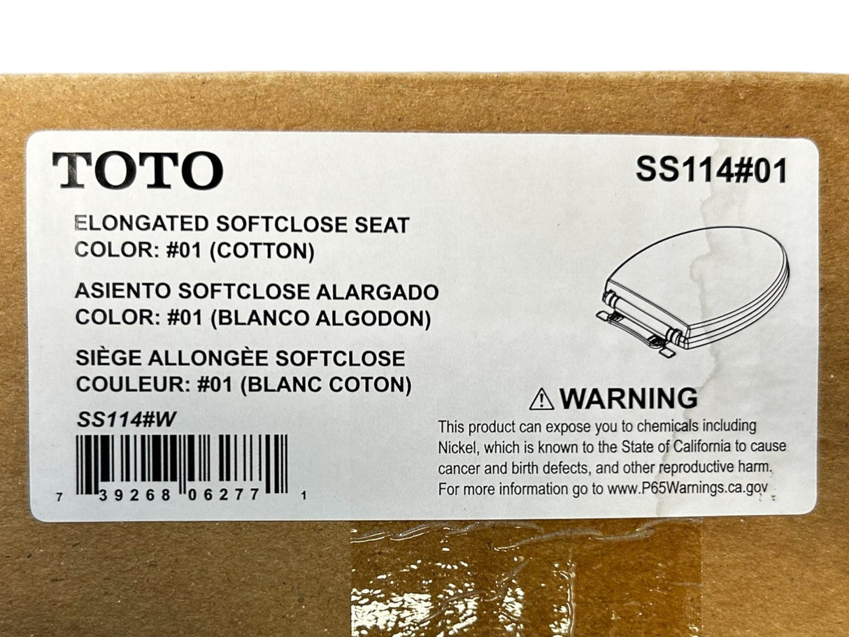 TOTO, Transitional, SoftClose, SS114#01, Elongated, Soft Close, SEAT, Cotton White - New in Box - FreemanLiquidators - [product_description]