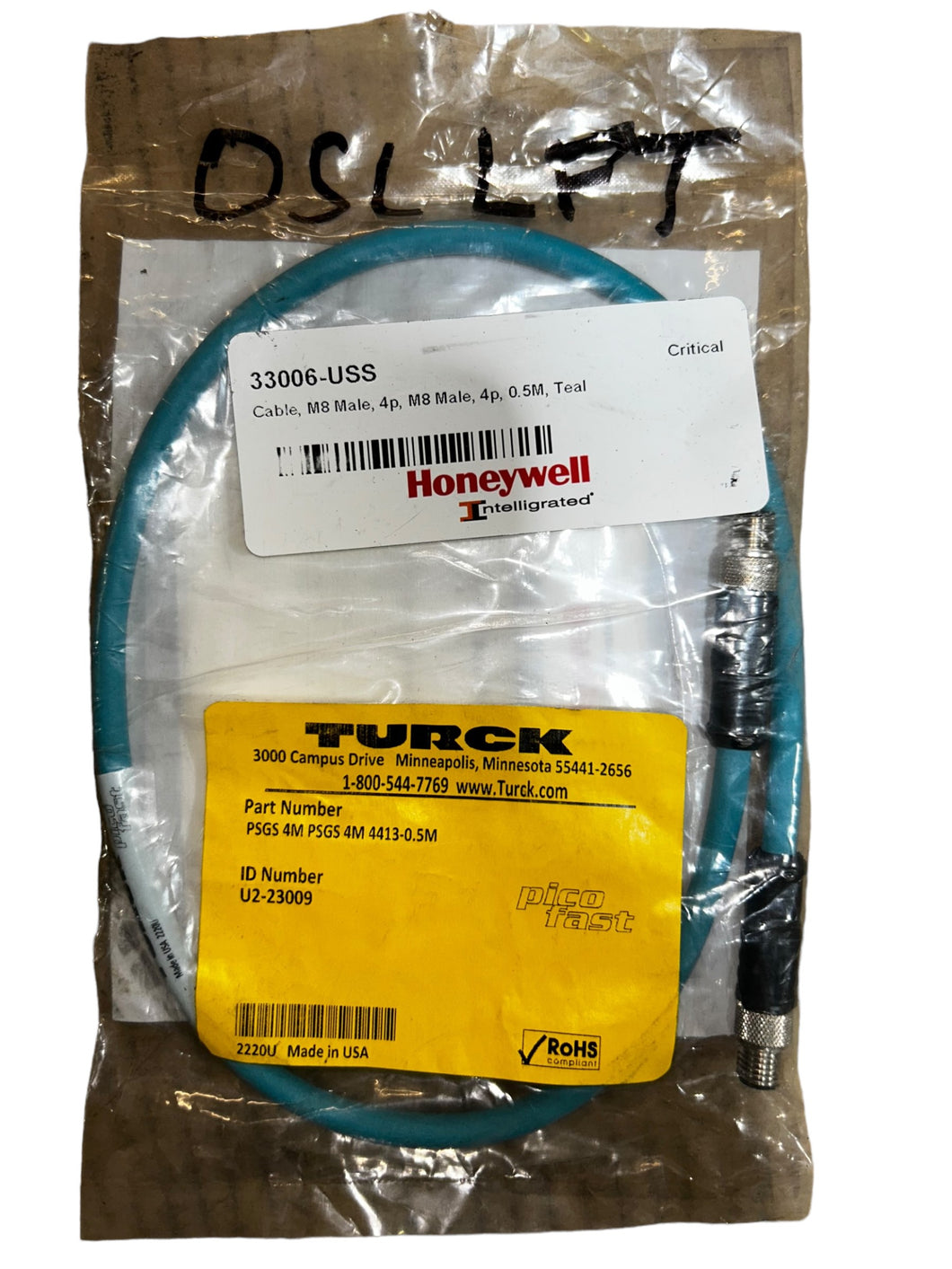 Turck, PSGS 4M PSGS 4M 4413-0.5M, Double-ended Cable / Cordset - NEW IN ORIGINAL PACKAGING - FreemanLiquidators - [product_description]