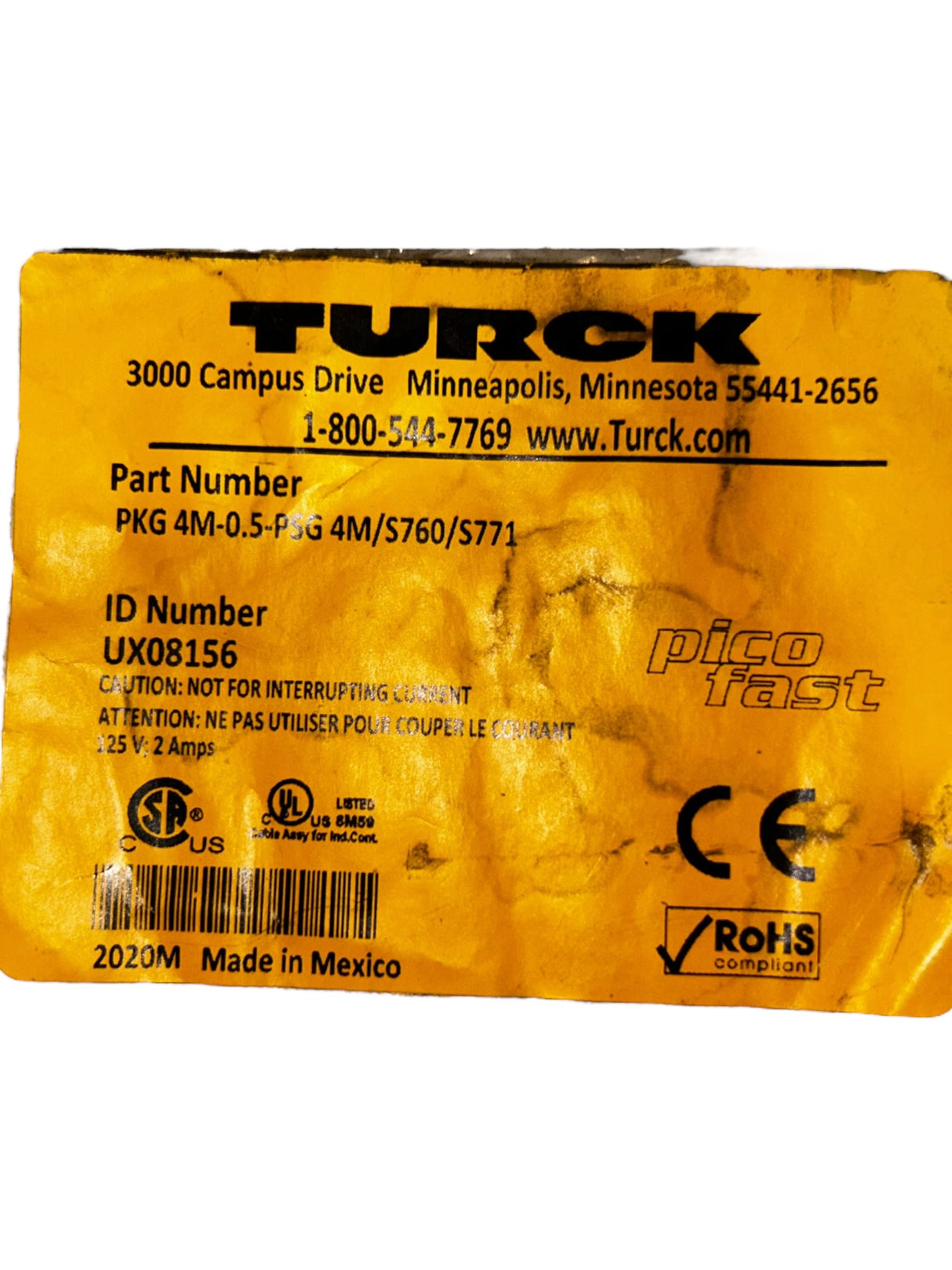 Turck, PKG 4M-0.5-PSG 4M/S760/S771, Double-ended Cable / Cordset - NEW IN ORIGINAL PACKAGING - FreemanLiquidators - [product_description]