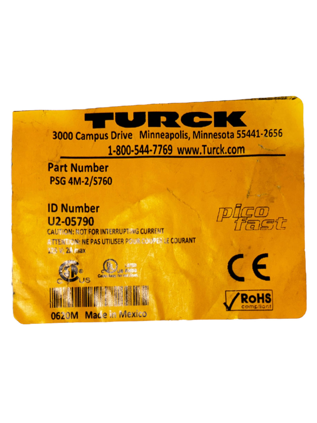 Turck, PSG 4M-2/S760, Single-ended Cable / Cordset - NEW IN ORIGINAL PACKAGING - FreemanLiquidators - [product_description]