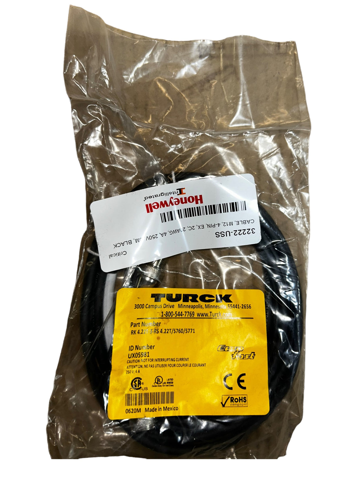 Turck, RK 4.22T-3-RS 4.22T/S760/S771, Eurofast, Cordset - NEW IN ORIGINAL PACKAGING - FreemanLiquidators - [product_description]