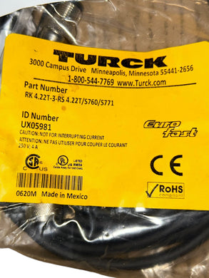 Turck, RK 4.22T-3-RS 4.22T/S760/S771, Eurofast, Cordset - NEW IN ORIGINAL PACKAGING - FreemanLiquidators - [product_description]