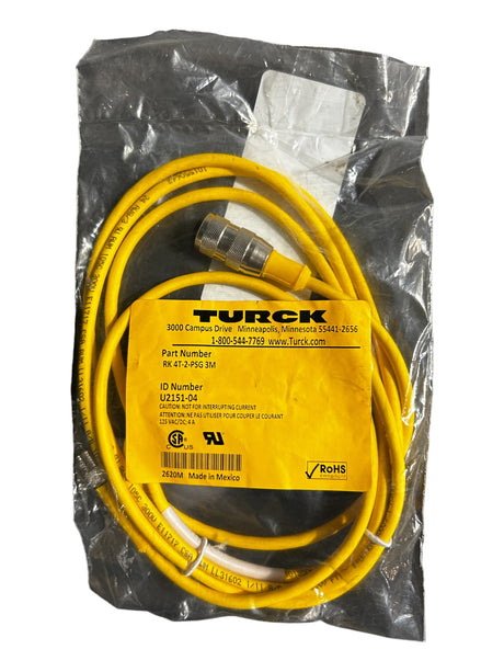 Turck, RK 4T-2-PSG 3M, Single-Ended Cordset - NEW IN ORIGINAL PACKAGING - FreemanLiquidators - [product_description]