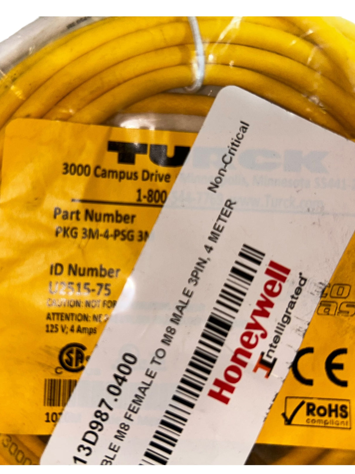 Turck, PKG 3M-4-PSG 3M, Double-ended Cable / Cordset - NEW IN ORIGINAL PACKAGING - FreemanLiquidators - [product_description]